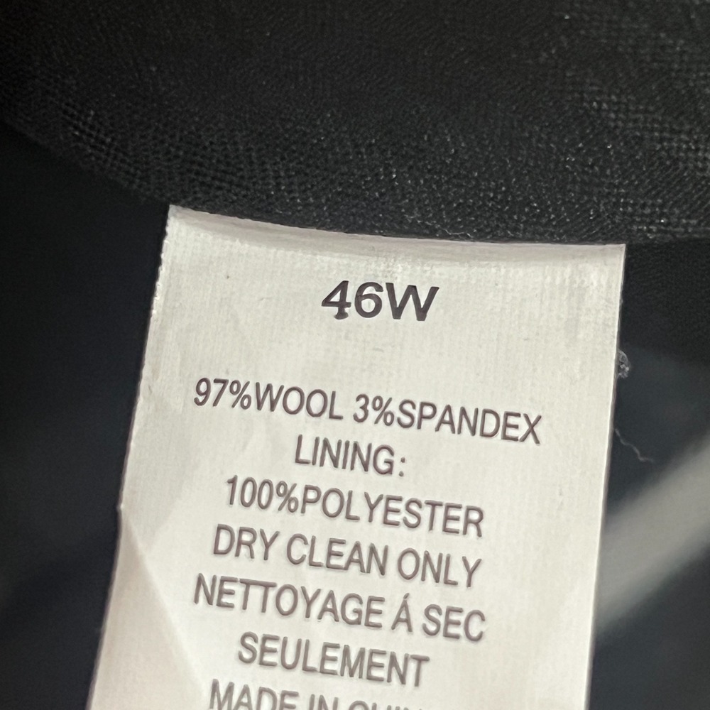 Nordstrom Mens Pants Tech Smart Trim Fit Black Wool Blend Office Career 46W - Picture 7 of 7